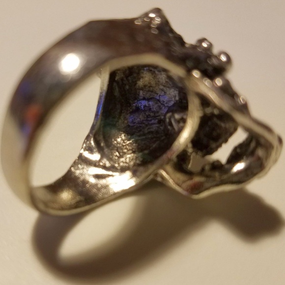 Men's Stainless Steel Silver Skull Goth Punk Ring - Picture 4 of 4